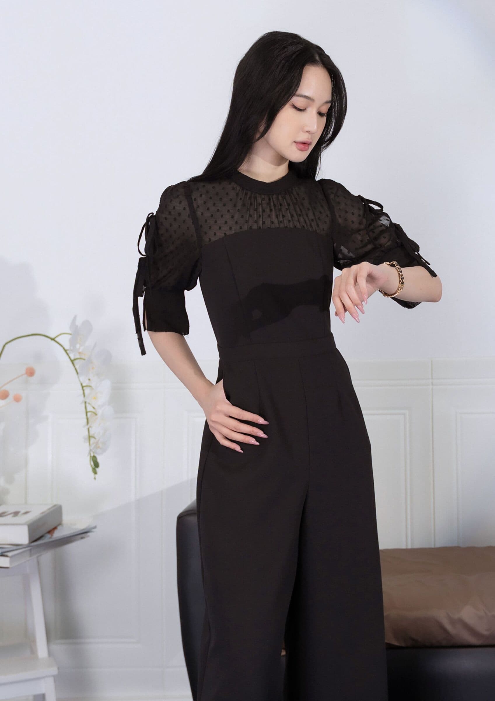 Organza Panel Jumpsuit ZBL5021