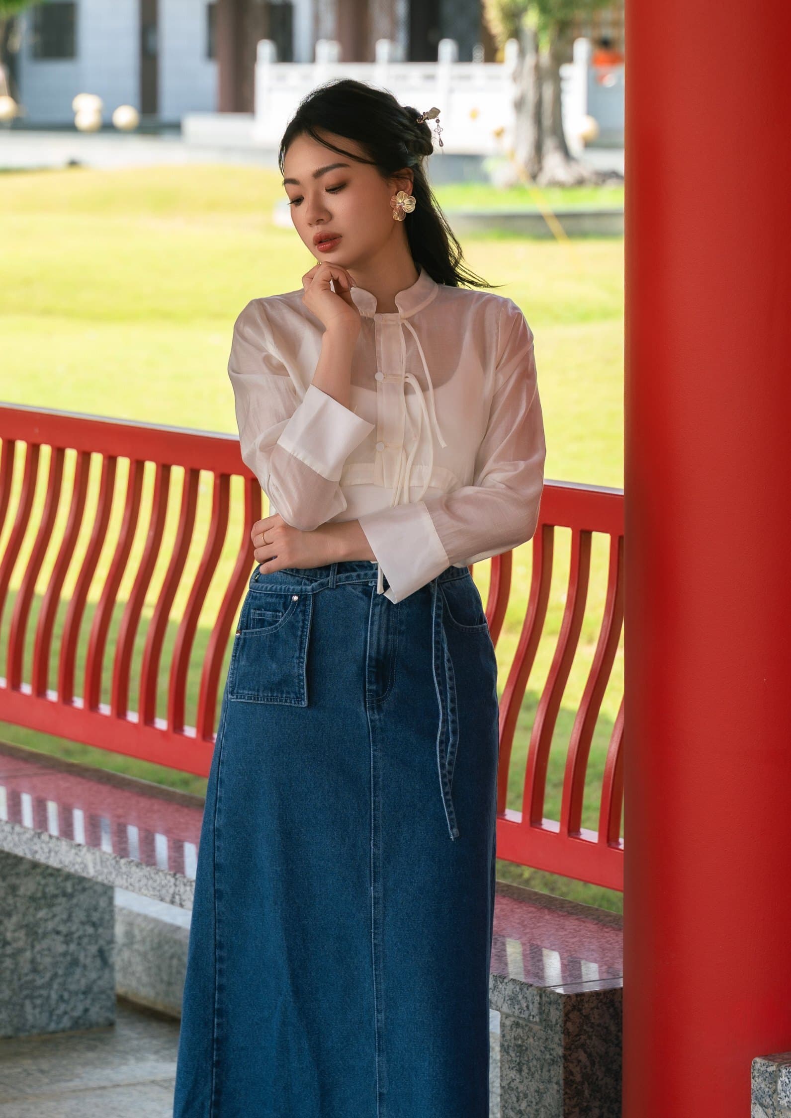 Organza Chinese-Style Shirt ZBP5234