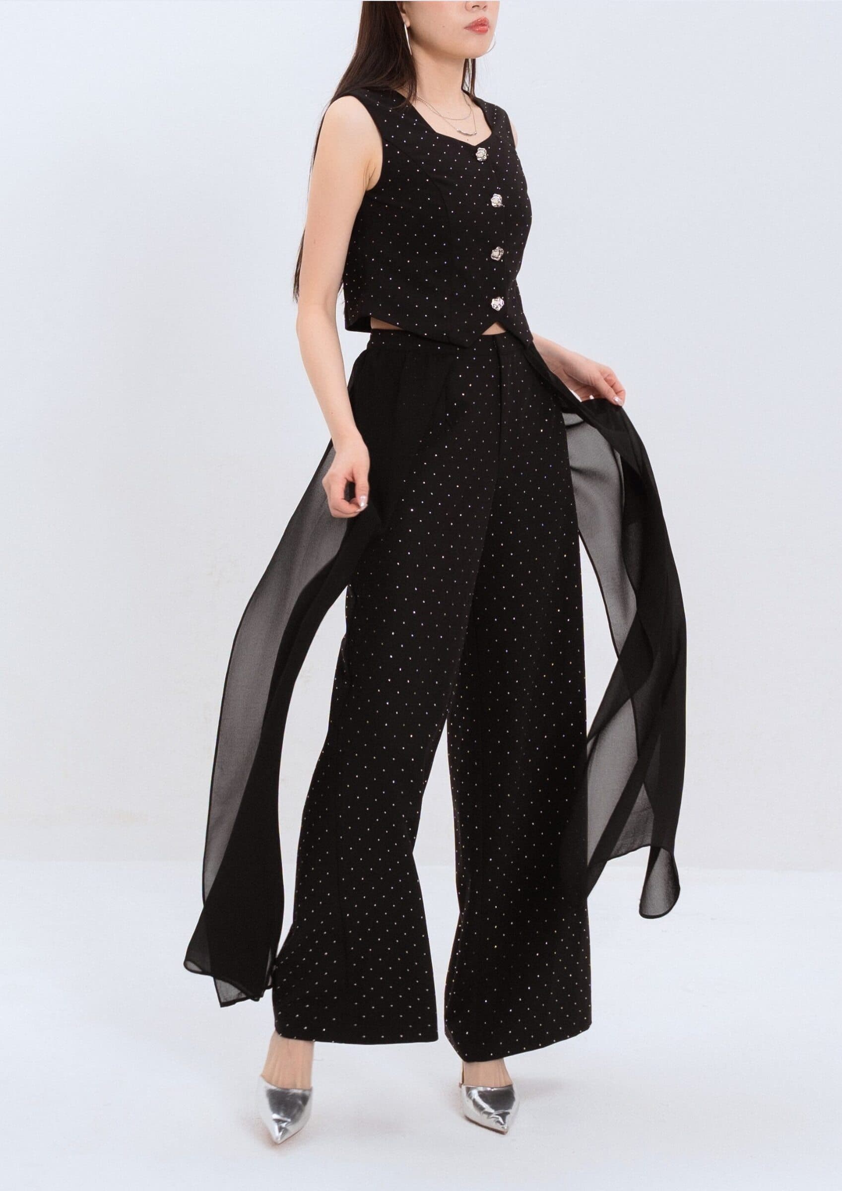 Rhinestone Organza Pants ZLP5043