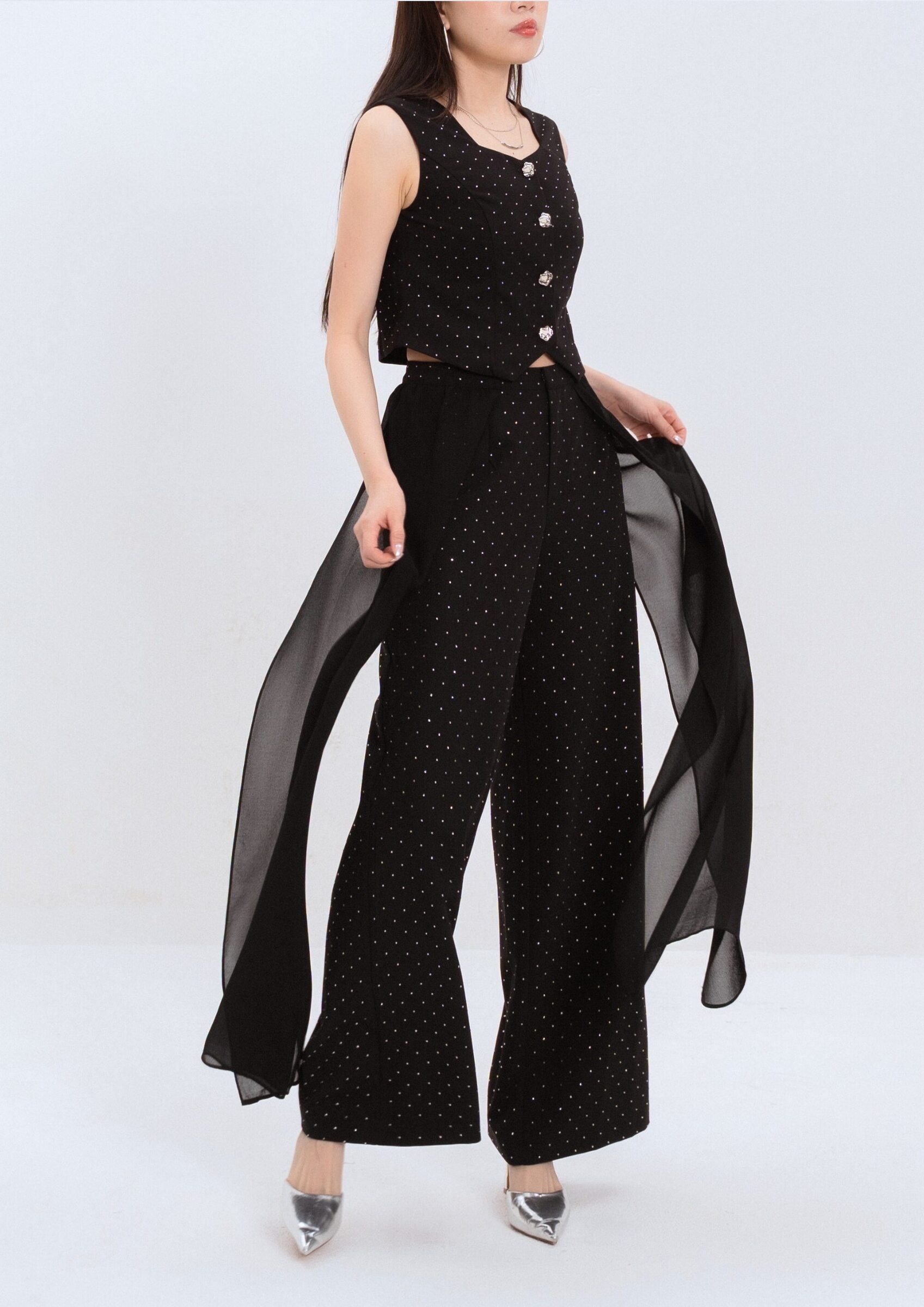 Rhinestone Organza Pants ZLP5043