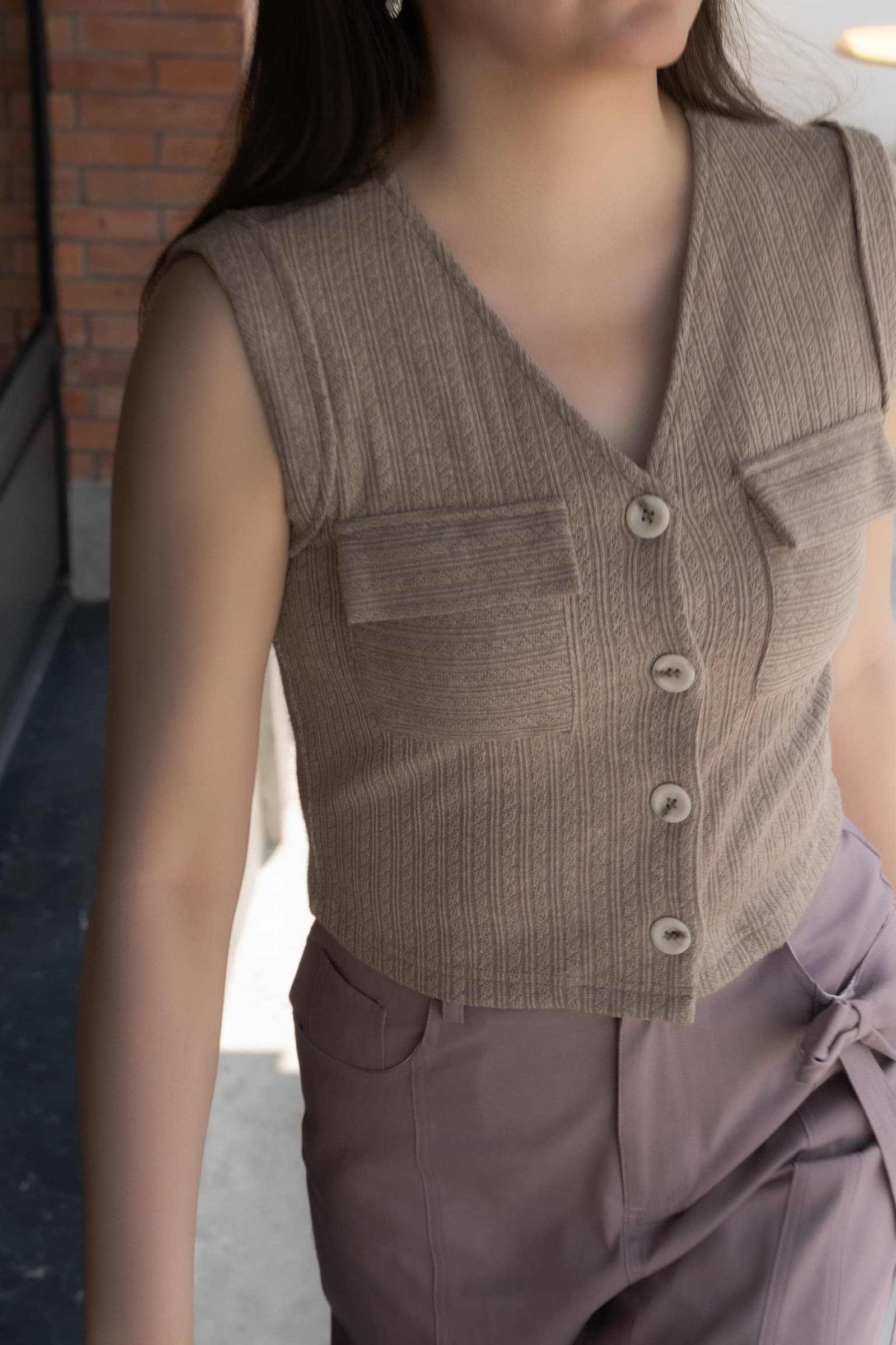 Button-Up Ribbed Vest