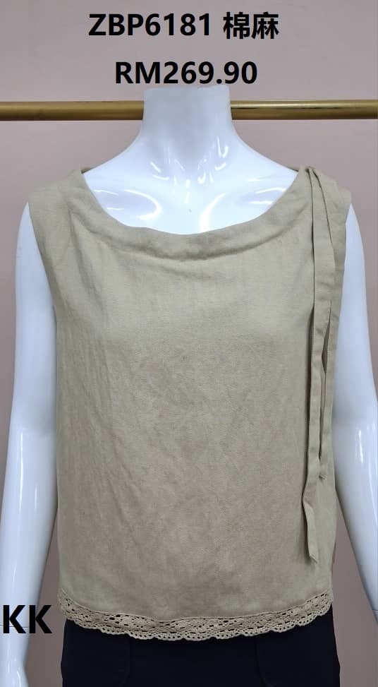 Linen Lace Drape Top ZBP6181