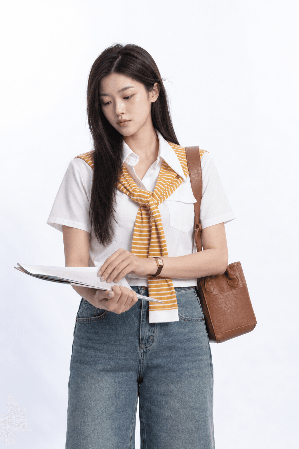 Maren Striped Scarf Cotton Shirt