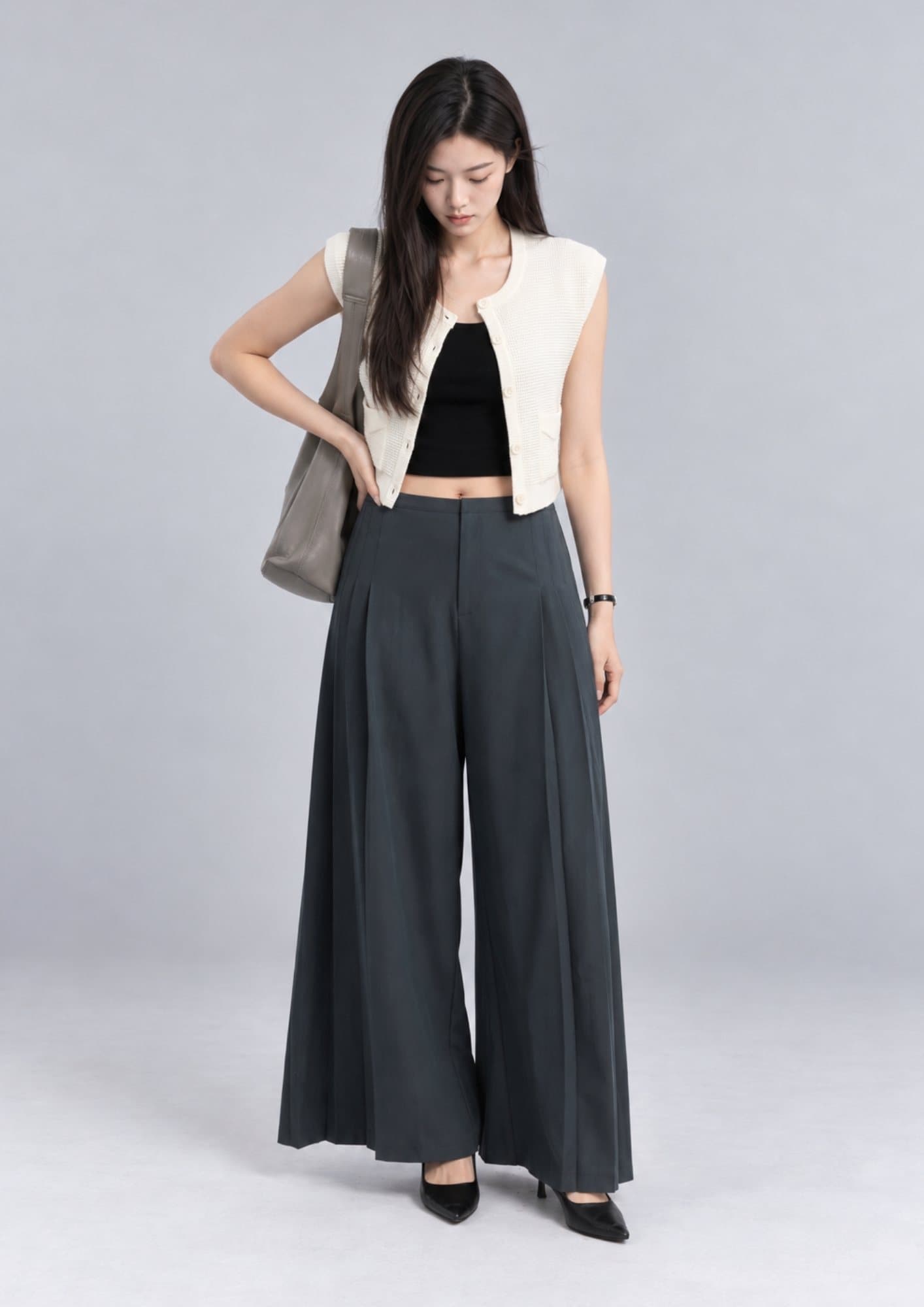Pleated Wide-Leg Trousers