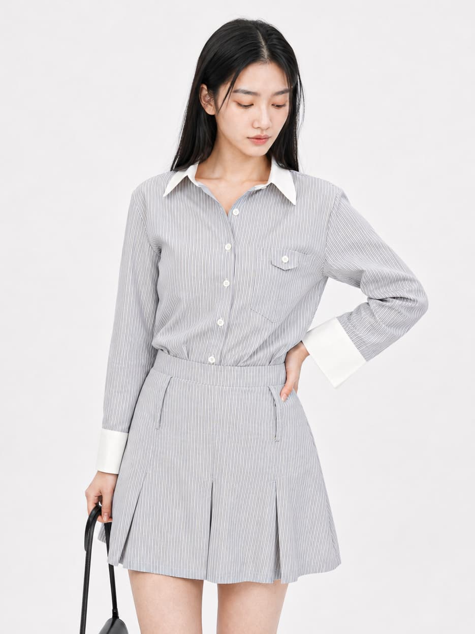 Harper Pinstripe Pleated Skirt